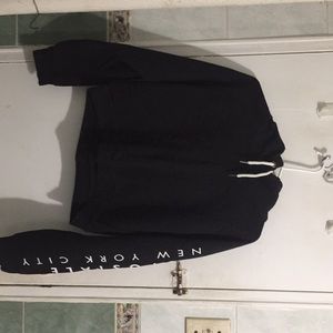 Cropped black oversized hoodie